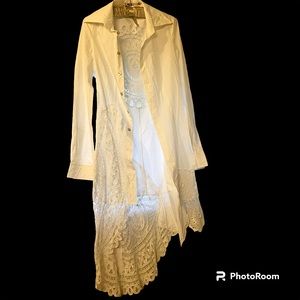 MADE IN ITALY BOHEMIAN STYLE DESIGN WHITE LONG SLEEVES SHORT WOMEN US SIZE 2